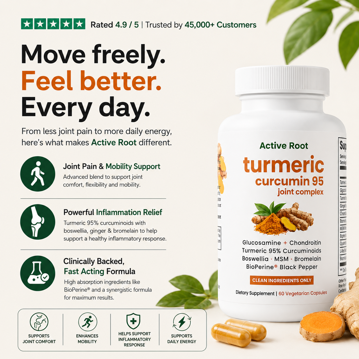 Active Root Turmeric Curcumin 95 Joint Complex